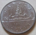 1983 Canada Voyageur Nickel One Dollar Coin. $1