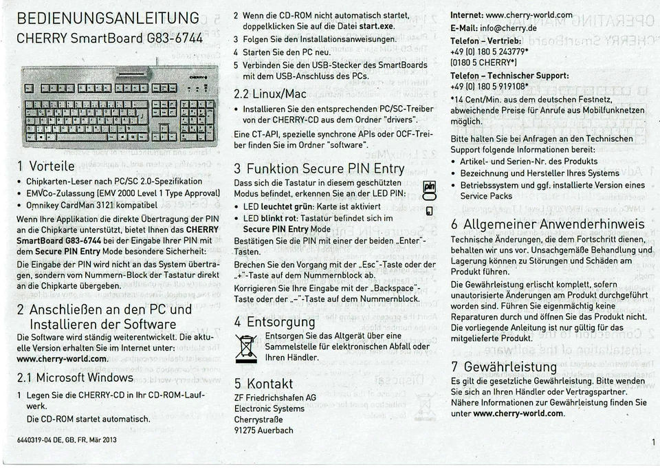 Cherry Smart Board G83-6744 USB integrierter Chipkartenleser P/N G83-6744 - Bild 3 von 3