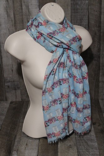 LOT OF TWO Talbots Womens Scarves Shawl Wrap Floral Multicolor 22x72 Blue Scarf - Picture 2 of 14