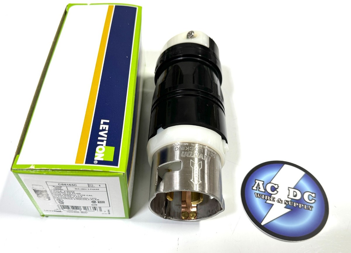 LEVITON 50-Amp Male Locking Cord Plug. 3-Phase, 4-Wire, 480 Volt 
