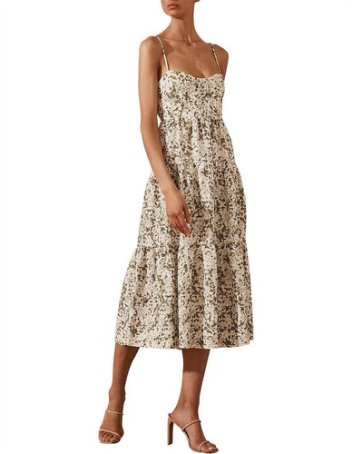 Shona Joy Dress Size AU 12 / US 8 Suzette Midi Green Floral Linen Blend Pockets! - Picture 5 of 15