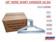 White Metal Wire Plain Hangers Clothes Shirt Hanger 46cm 18"/14gaugeMultilisting