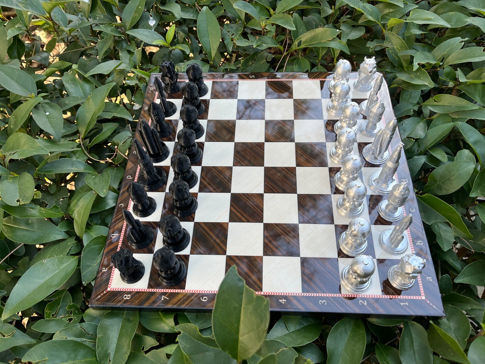 Space Race Chess Set w Handmade Chess Board - Cold War Chess -Rocket ...