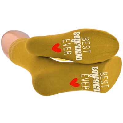 Best Boyfriend Ever Sole Print Mustard Socken UK 5-12