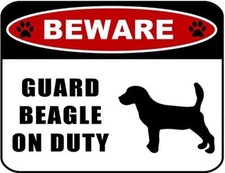 PCSCP Beware Guard Beagle Silhouette on Duty 11.5 inch x 9 inch Laminated Dog