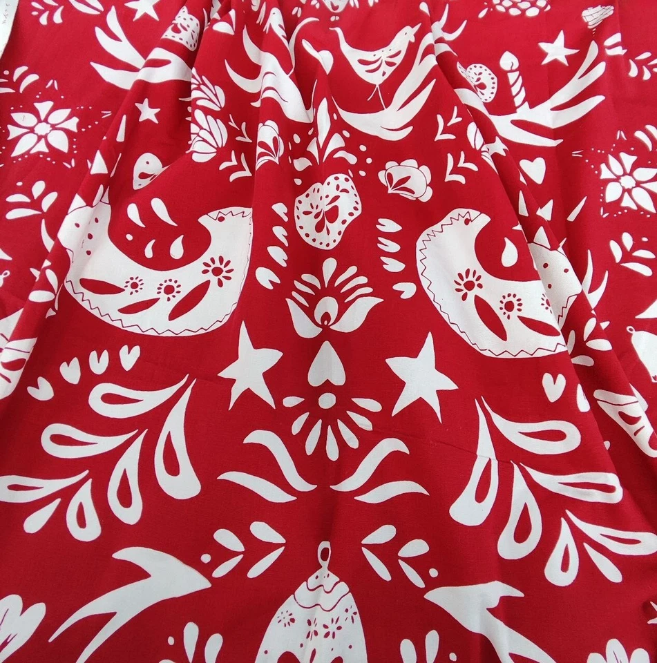 Tela Ikea roja blanca por yarda estampado folclórico nórdico Johanna Skånnmyr 2015 W60 " Foto 2 de 4