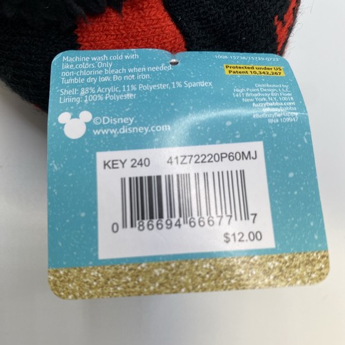 Disney Minnie Mouse RED & BLACK SLIPPER SOCKS Size 4-10 New - Picture 5 of 5