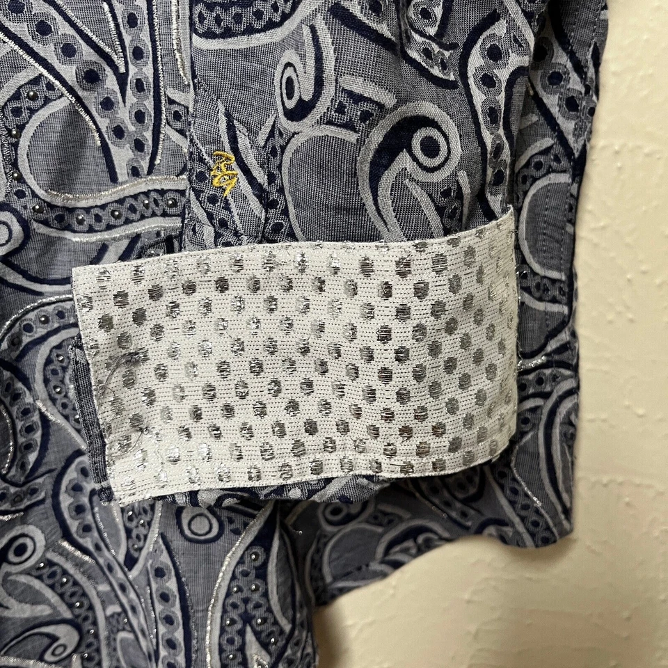 Robert Graham LMT ED silver gray black paisley cotton linen - Image 4 of 4