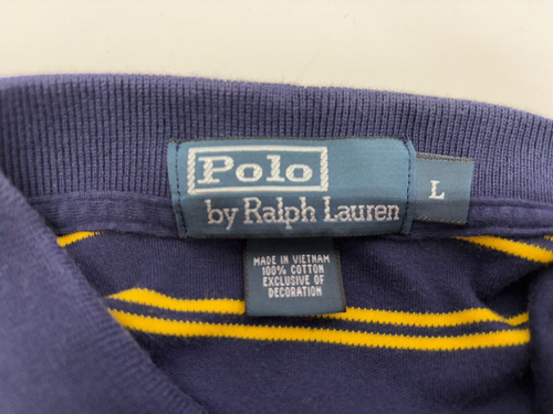 Polo Ralph Lauren Para Hombre Grande Azul Amarillo Rayas Algodón De Colección - Imagen 7 de 7