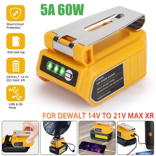 Dual USB Battery Charger Adapter Power Source Converter for Dewalt 14-21V Max US - Picture 1 of 10