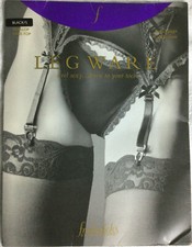 Frederick's Of Hollywood Leg Ware Black Nylon Stockings Scallop Lace Top Sz S