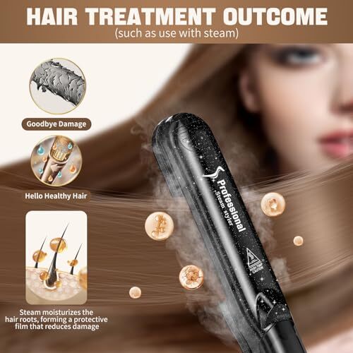 2.0 Upgraded Steam Straighteners for 1 Inch Black Steam Straightener Flat Iron - Picture 4 of 7