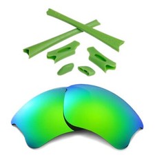 Walleva Emerald Polarized Lenses And Green Rubber Kit For Oakley Flak Jacket XLJ