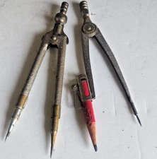 2 Antique Fancy Engraved Drawing Compass / Eagle Pencil Co. 1894