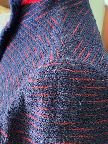 Vintage Koos van den Akker Women's Small Blue Wool Boucle Suit Red Trim c.1980 - Picture 11 of 21