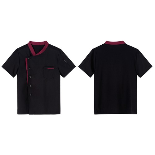 Men Chef Coat Short Sleeve Button Down Chef Jacket Cooking Kitchen Uniform Tops - Picture 16 of 19