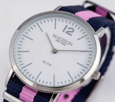 DAMENUHR. Madison NEW YORK. SLIM. Weiß Blau und Rosa. 129,00   NEU. M33