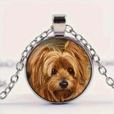 Cute Animal Pet Dog Pattern Round Pendant Necklace