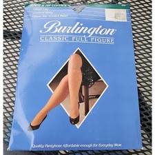 VTG Panty Hose Burlington Classic Full Figure Tummy Control Sheer Queen 3 Black