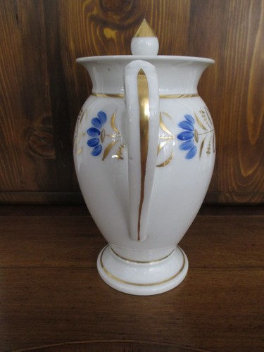 Teiera impero in oro zecchino con decorazioni floreali blu epoca 800 - perfetta! - Foto 6 di 10
