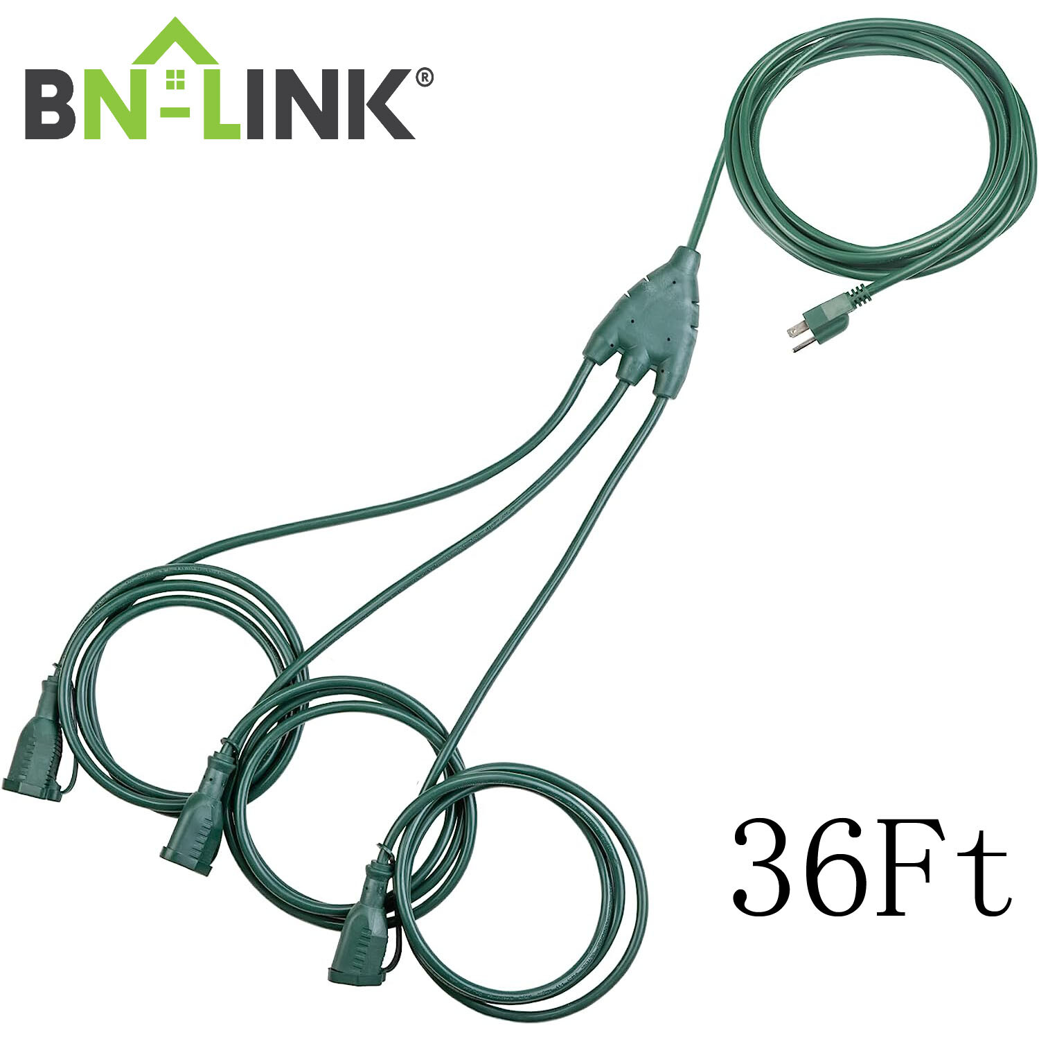 BN-LINK Outdoor Extension Cord 1 to 3 Splitter, 25 / 32 Ft P