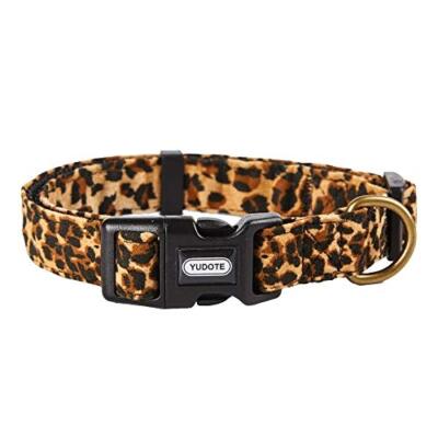 Fashion Leopard Dog Collar Premium Fabric Soft and Medium Fancy Leopard