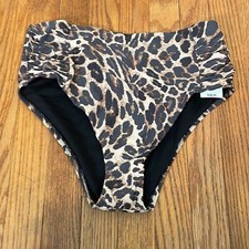Bar III Beach Cheetah Printed High Rise Shirred sides Bikini Bottoms size M NWT