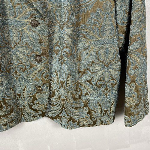 Erin London SZ 2X Blazer Lined Jacket Jacquard Tapestry Velvet Teal Gold Brown - Picture 21 of 21