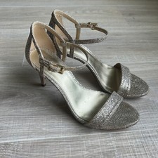 MICHAEL Michael Kors Simone Gold Glitter Sparkly Heels Sz 7.5 Sandals
