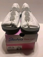 New SKECHERS SIZE 9 MEDITATION WHITE STARS  SPARKLE Women's SANDALS