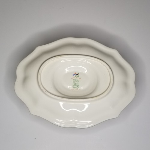 Faiencerie de Gien France OISEAU DE PARADIS Gravy Boat with attached Underplate - Picture 5 of 6