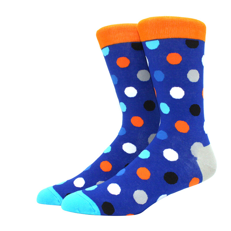 NEW Mens Cotton Socks Colorful Argyle Diamond Stripes Dots Dress Socks