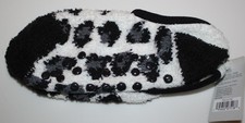 West Loop Slipper Socks Womens 4-10 Black White Fuzzy Chenille Gripper Non Slip