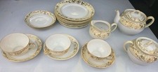 VTG 18 Pc Tea Set NORITAKE Gold Encrusted Teapot Sugar Cups Saucers Plates 17462