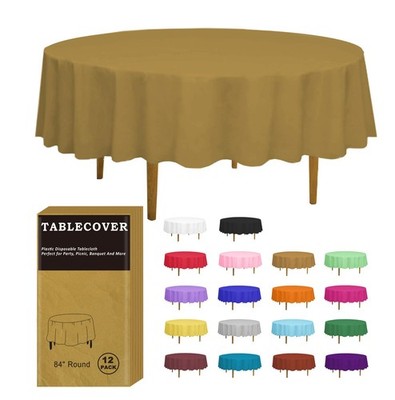 D&Z 12er Pack Gold Kunststoff Tischdecke Tischdecke 84'' 12 Rund, 