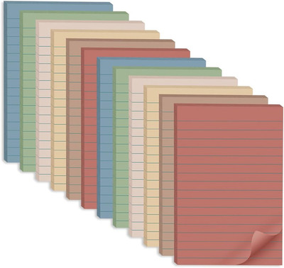 (12 Pack) Lined Sticky Notes 4X6 In,Large Notepads with Lines,Ruled Stickies Sup