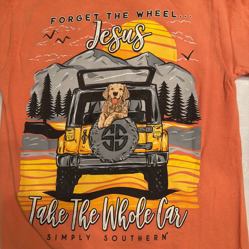 Simply Southern Sz S Long Sleeve T-shirt Jesus Take The Whole Car Woman Dog