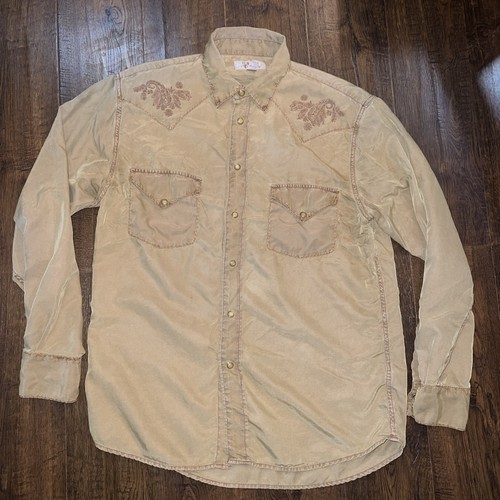 Camisa para hombre Ryan Michael mediana marrón perla occidental mezcla de seda bordada - Imagen 3 de 24