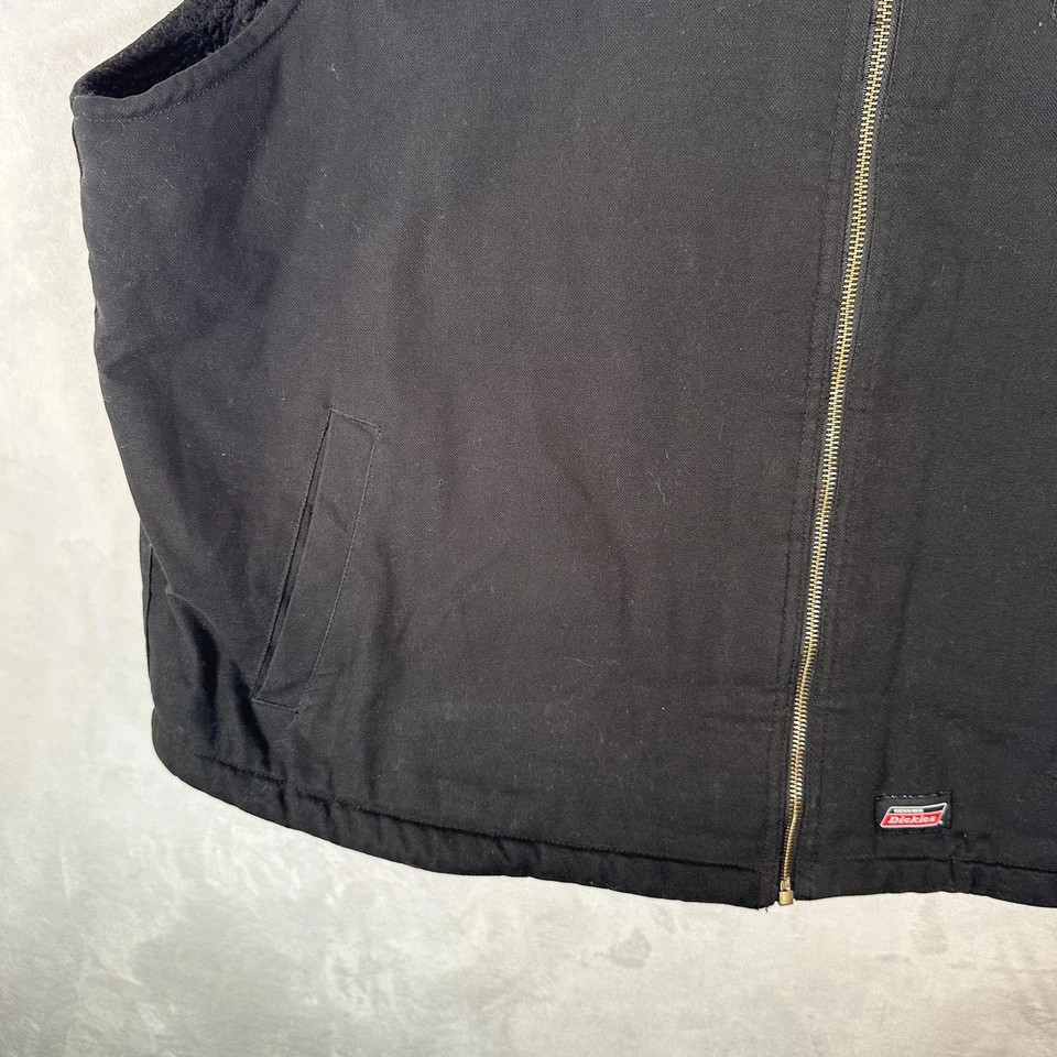 Chaleco Dickies Para Hombres 3XL Negro Sherpa Forrado Lona Ropa de Trabajo Bolsillos Peso Pesado Foto 4 de 4
