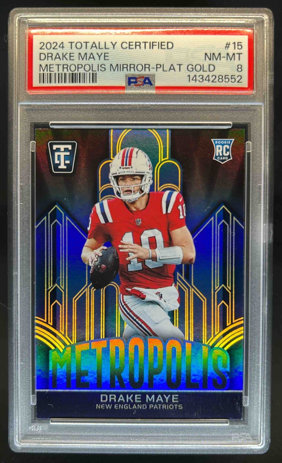 Drake Maye Panini Totally Certified Metropolis Mirror #15 Mirror Platinum Gold