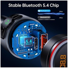 Bluetooth 5.4 FM Transmitter Car Adapter