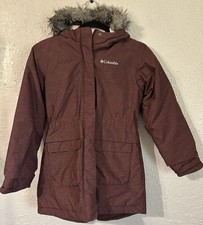 Columbia Jacket Girls Medium Burgundy Omni Tech Nordic Strider Insulated Parka