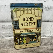 Vintage Philip Morris & Co Bond Street Pipe Tobacco Tin Empty Partial Tax Stamp