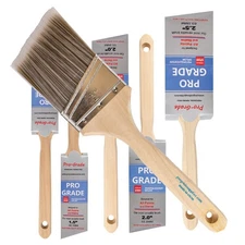 Pro Grade - Paint Brushes - 6 Pack Variety Angle Paint Brushes