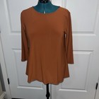 Grace Women's Medium Burnt Orange 3/4 Sleeve Knit Top Boat Neck Smart Suiting
