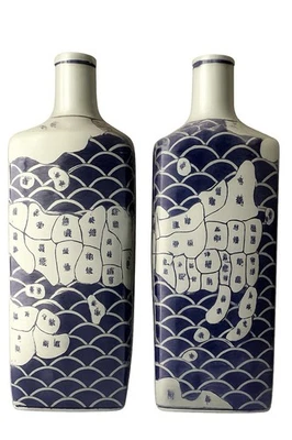 陶瓷蓝色老式原版古董日本花瓶| eBay