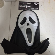 VTG 1997 GHOST FACE SCREAM MASK FUN WORLD Maramaxx ON CARD Deadstock Motion Pics