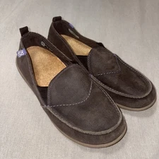 Spenco Siesta Women's 11 W Suede Leather Slip-on Comfort Shoe Fossil Wide Brown