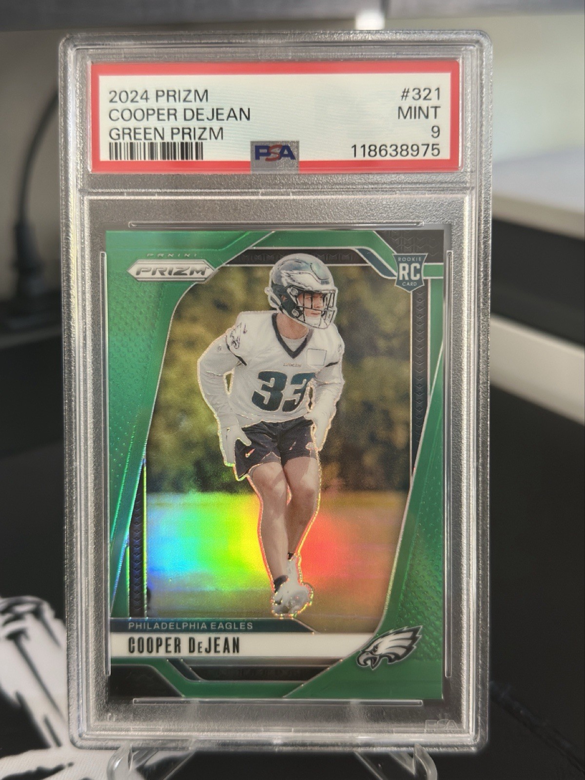 2024 Panini Prizm - Rookies Cooper DeJean #321 Green Prizm (RC) PSA 9