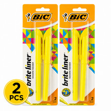  Pack of 2 BIC Brite Liner Yellow Highlighters Chisel Tip, 2 Count